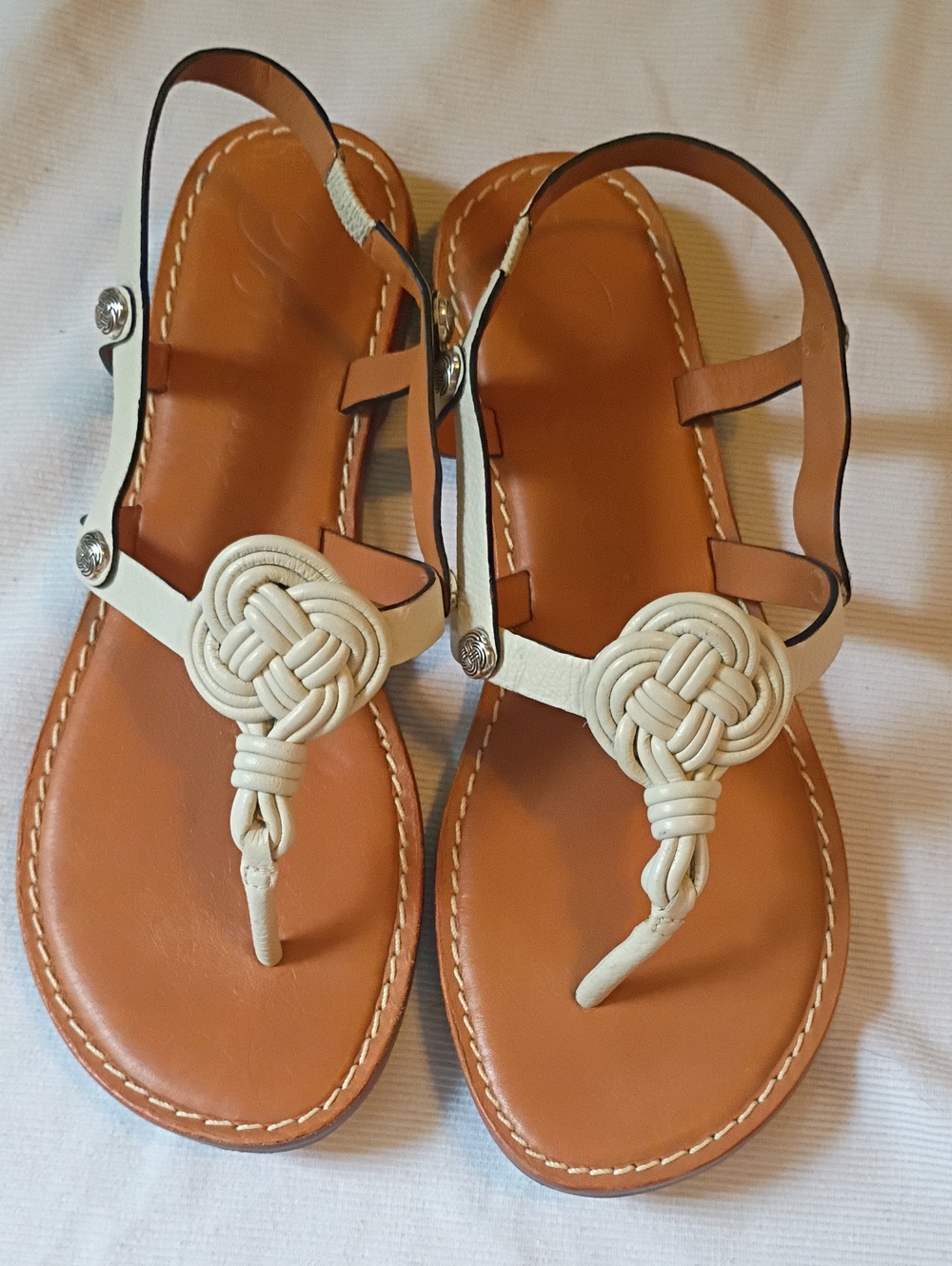 Brighton Aiden Cream Knot-Front Leather Sandals
